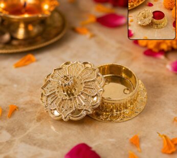 Golden Pooja Kankavati – Elegant Religious Storage Container