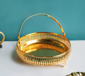 Golden Round Nordic Basket With Handle