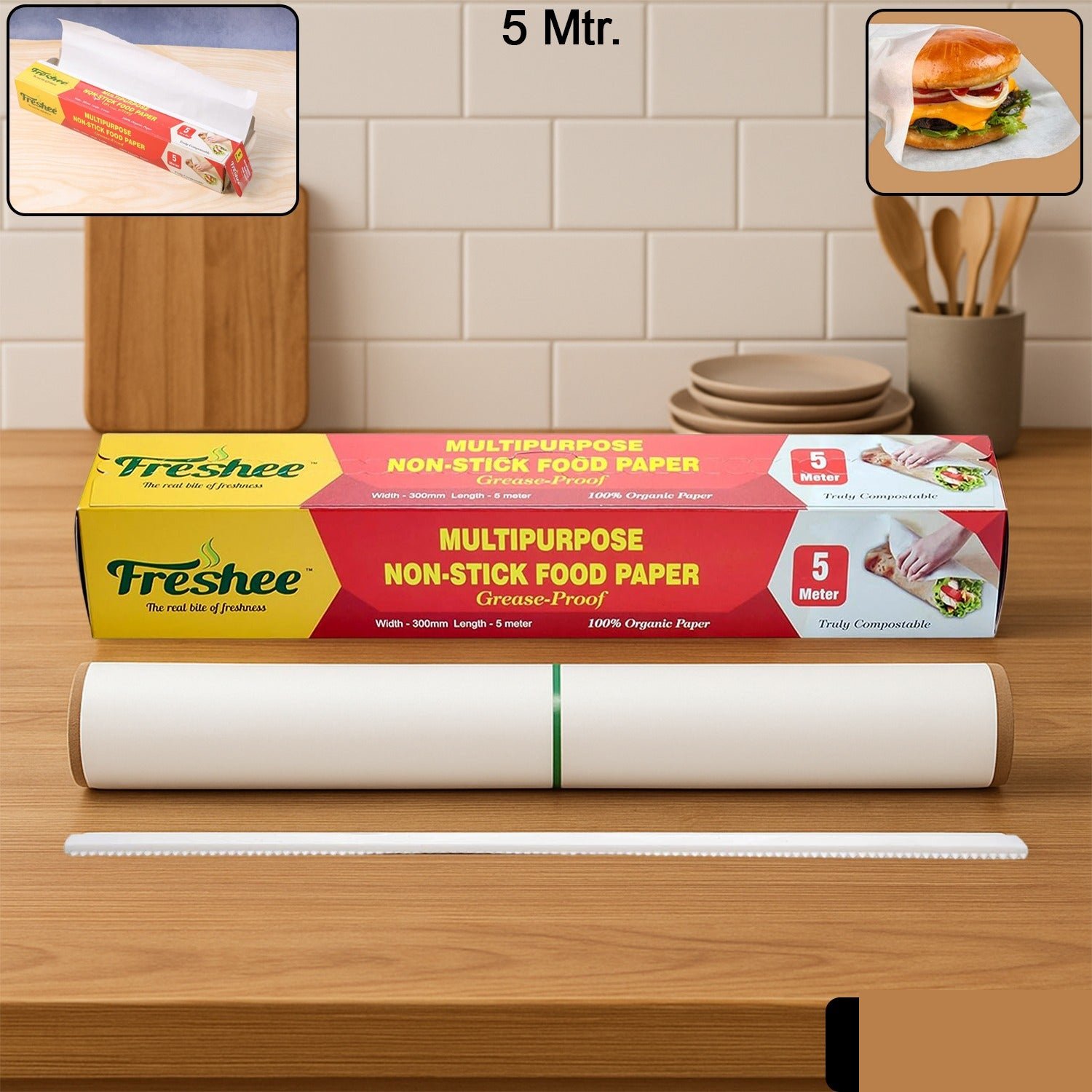 Grease-Proof Food Paper Roll – Non-Stick, Easy Dispense 300mm x 5m - Detailed Feature View 1