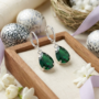 Premium Green Crystal Drop Earrings with Teardrop Stone for Women, Party & Festive Wear - Buy Online at Alikart