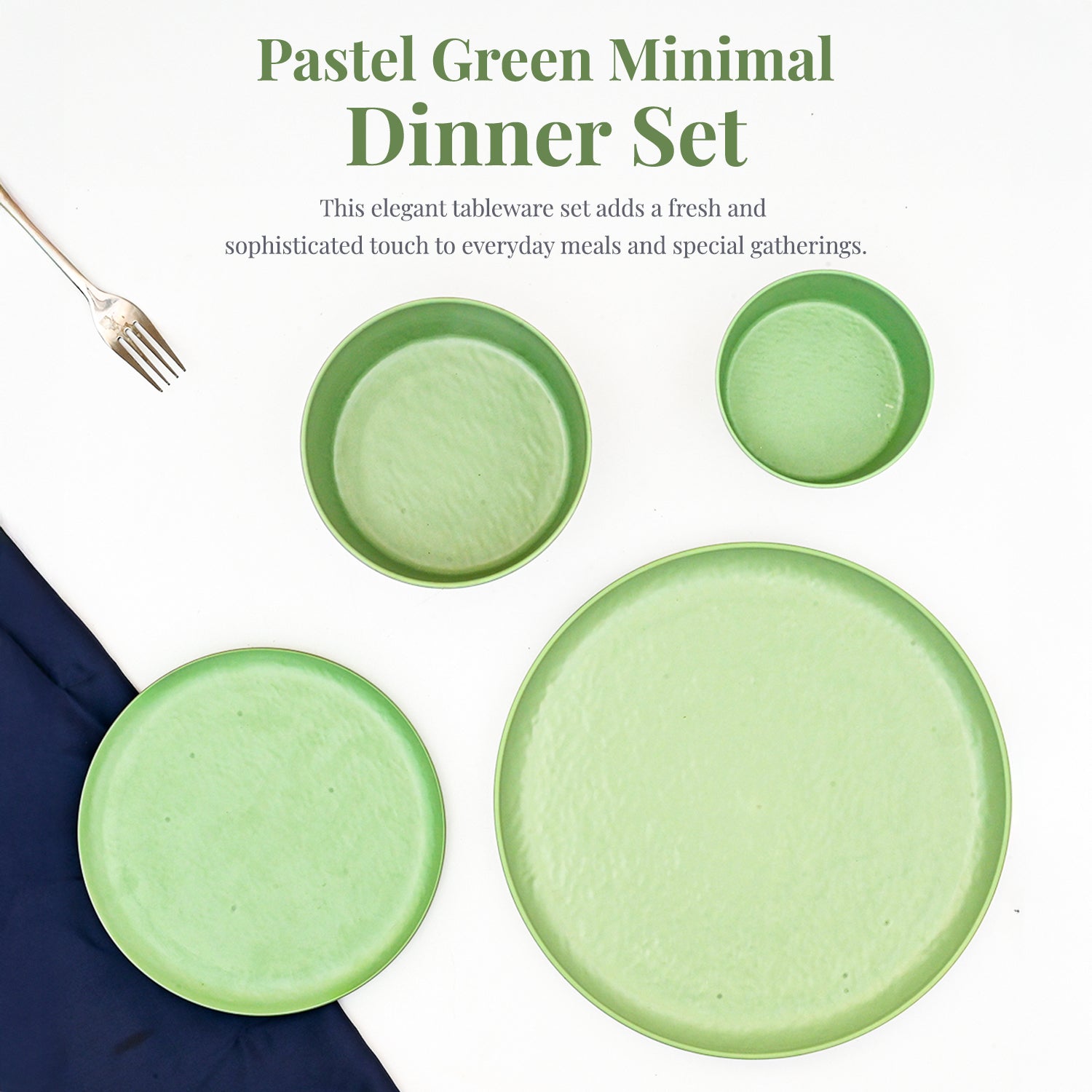 Hammered Green Dinner Set – 20 Pcs - Detailed Feature View 2