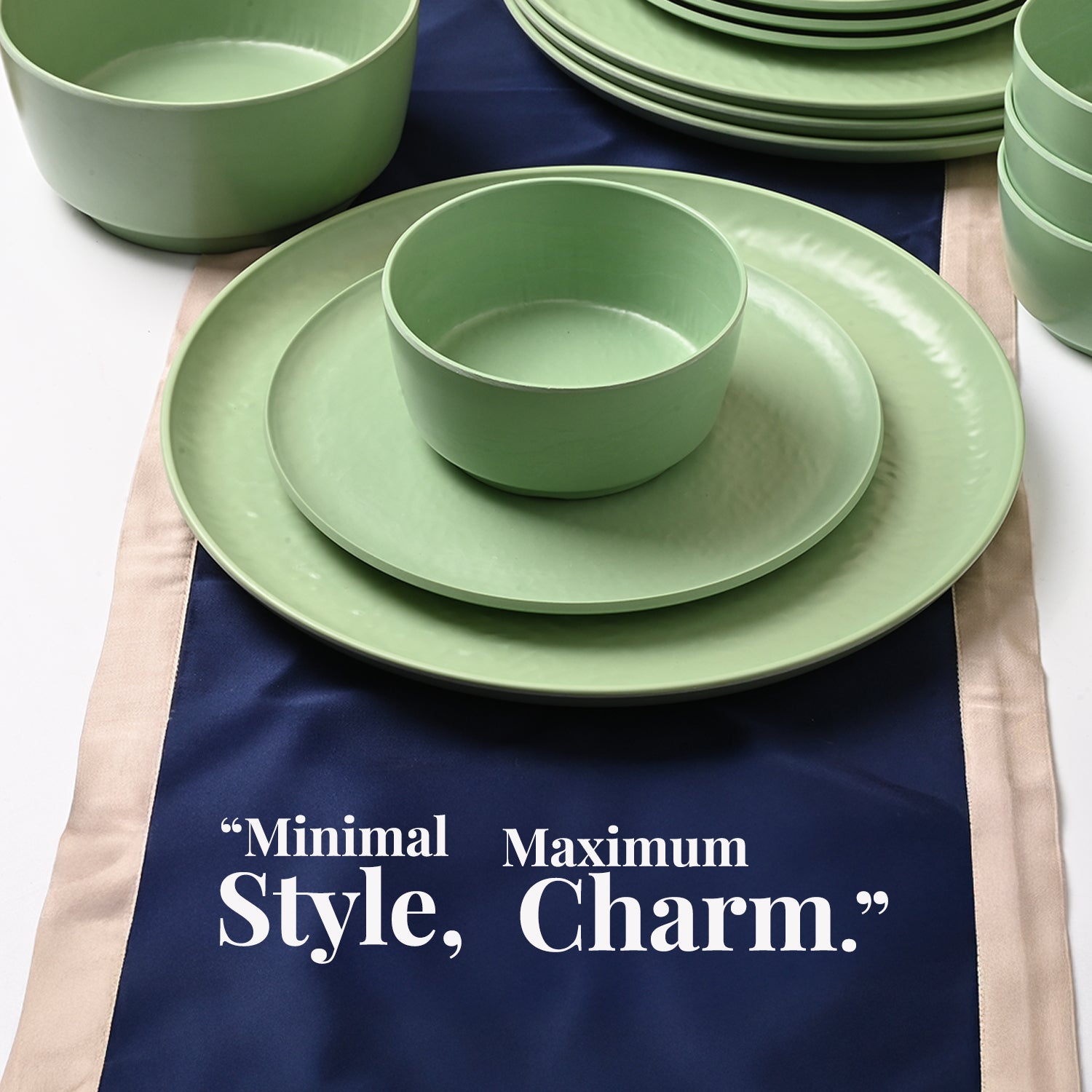 Hammered Green Dinner Set – 20 Pcs - Detailed Feature View 3