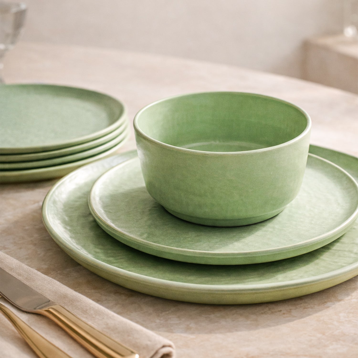 Hammered Green Dinner Set – 20 Pcs - Detailed Feature View 4