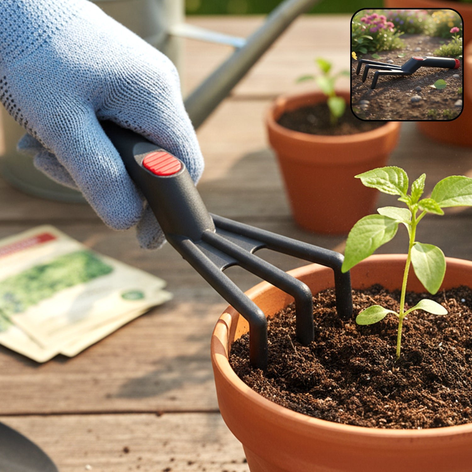 Hand Garden Cultivator Rake – Lightweight Soil Loosening Tool - Detailed Feature View 1