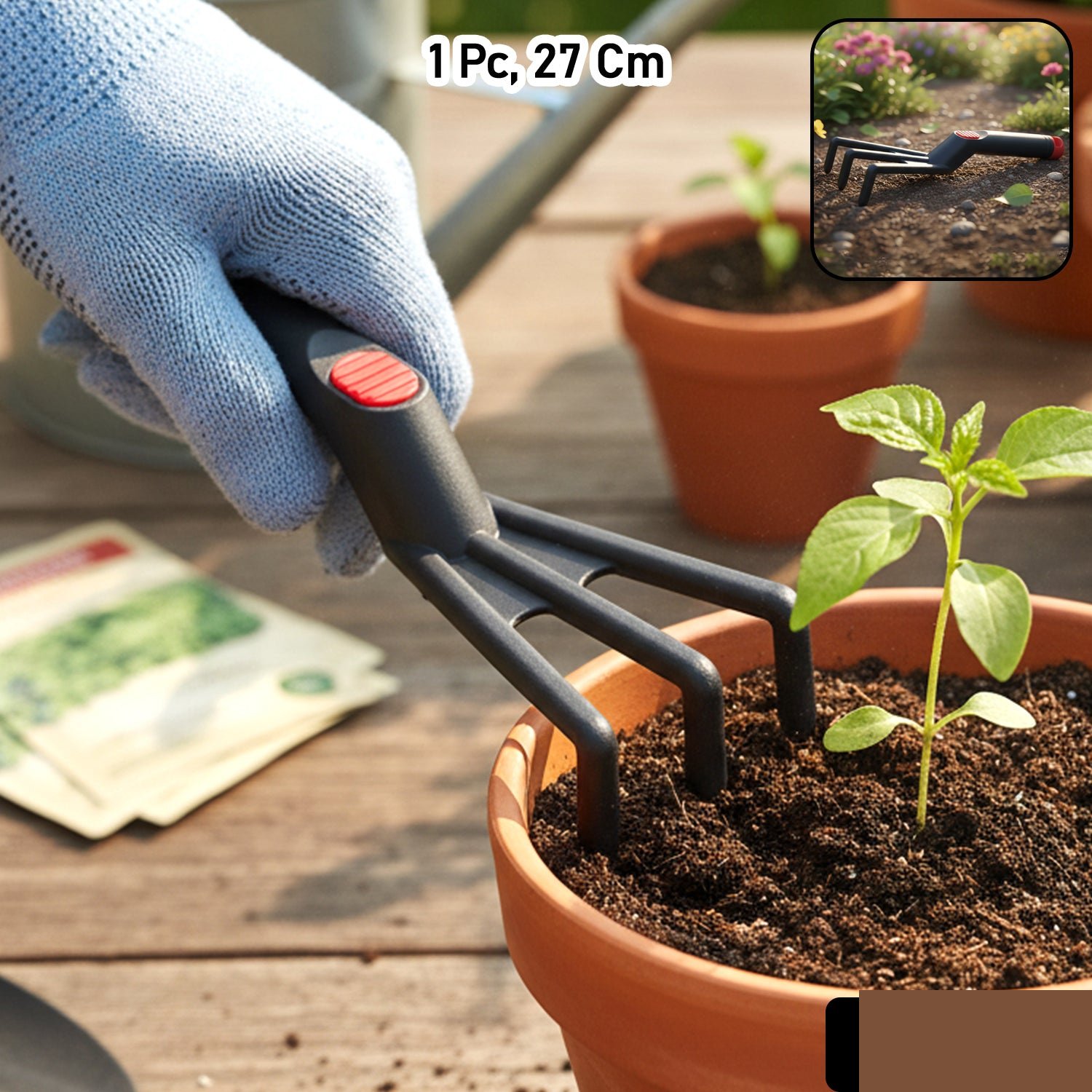 Hand Garden Cultivator Rake – Lightweight Soil Loosening Tool - Detailed Feature View 3