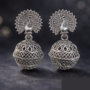 Premium Handcrafted Antique Silver Peacock Jhumka Earrings for Women - Buy Online at Alikart