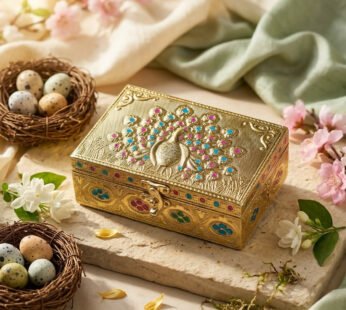 Handcrafted Brass Peacock Jewelry Box – Velvet Lined Organizer for Women