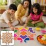 Premium Handcrafted Square Wooden Rangoli Stencil for Festive Floor Art - Buy Online at Alikart