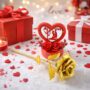 Premium Heart Love Decorative Showpiece – Elegant Golden Rose Gift Set - Buy Online at Alikart