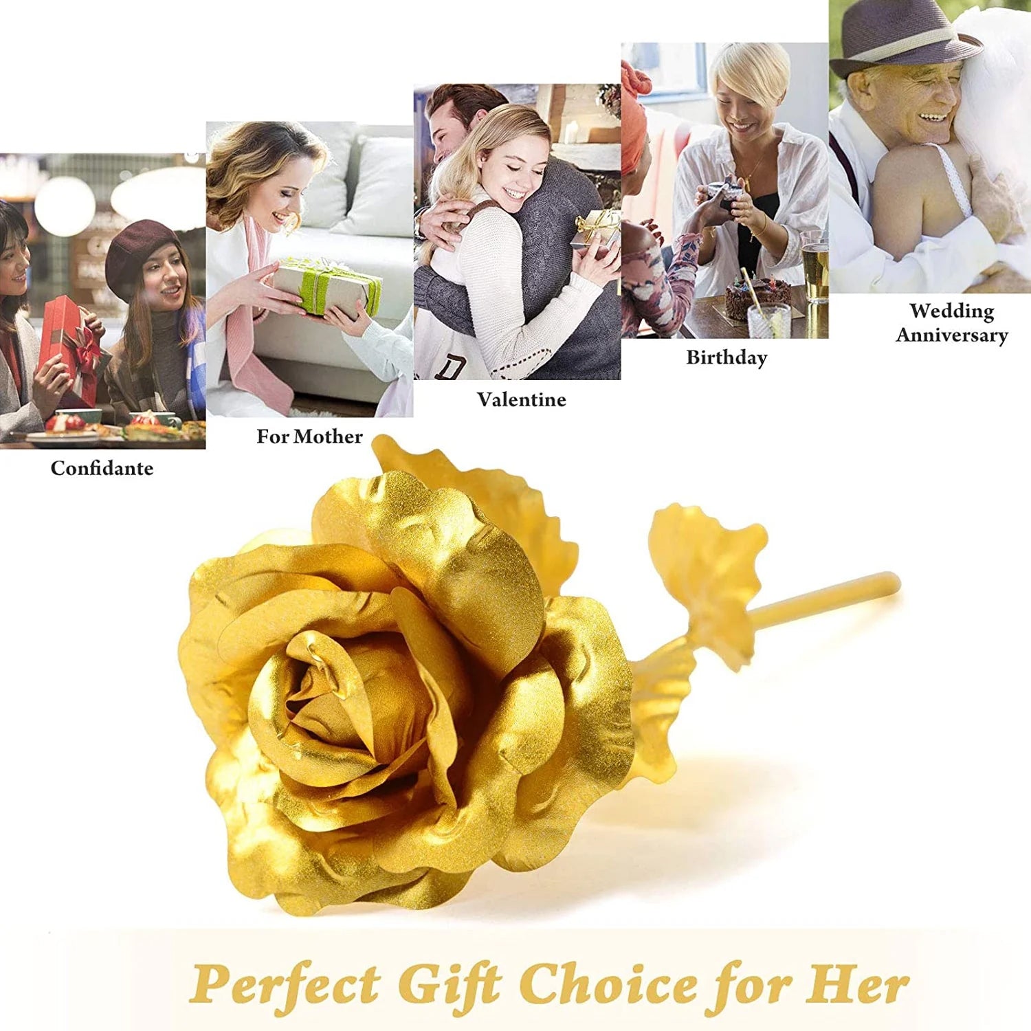 Heart Love Decorative Showpiece – Elegant Golden Rose Gift Set - Detailed Feature View 6