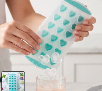 Heart Shape Plastic Ice Cube Tray with Easy Release for Freezer and Drinks (1 Pc)
