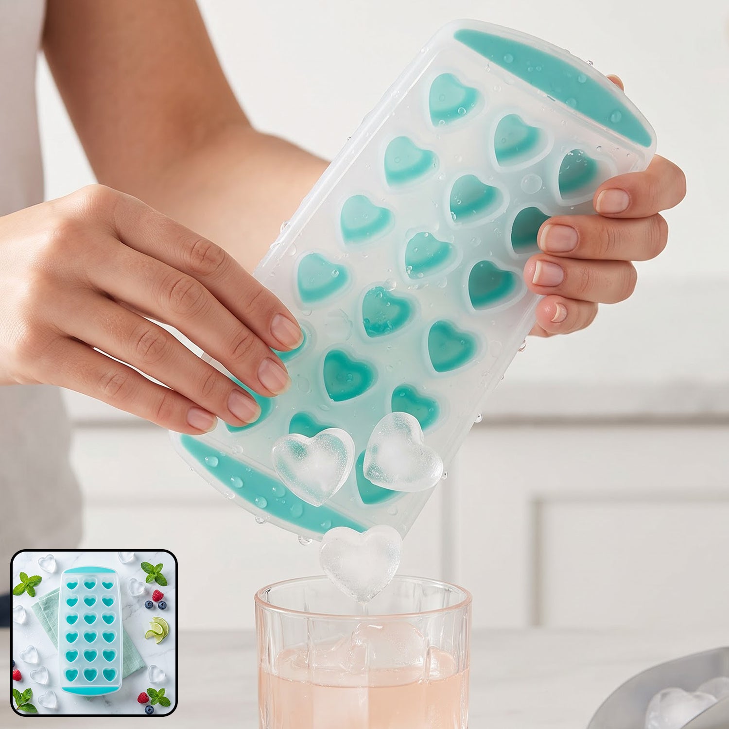 Premium Heart Shape Plastic Ice Cube Tray with Easy Release for Freezer and Drinks (1 Pc) - Buy Online at Alikart