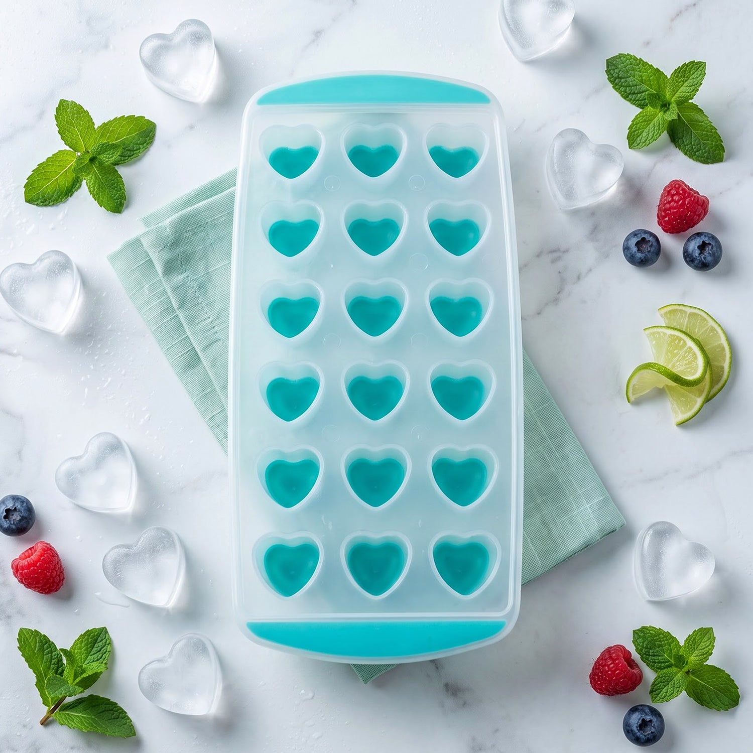 Heart Shape Plastic Ice Cube Tray with Easy Release for Freezer and Drinks (1 Pc) - Detailed Feature View 3