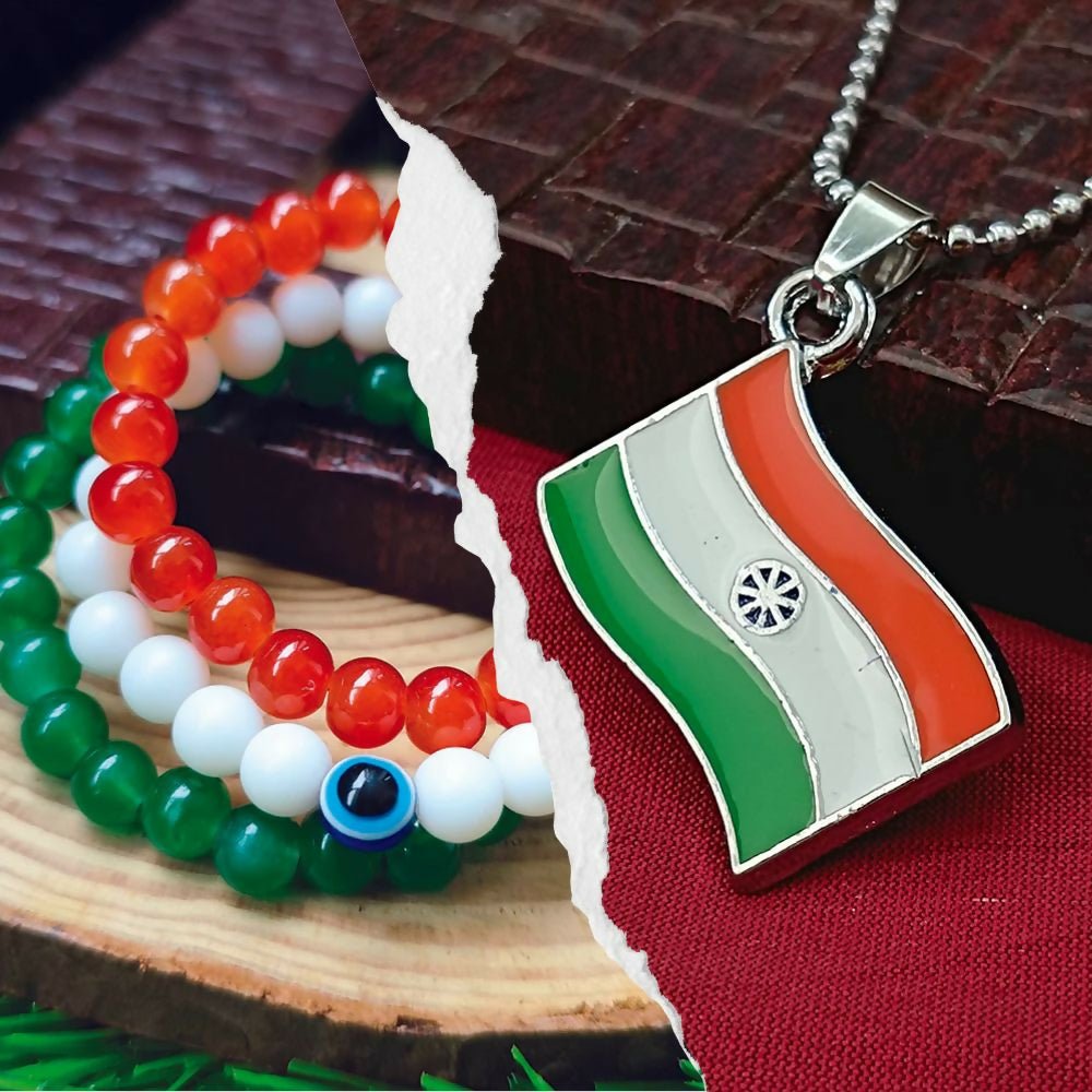 Premium Indian Flag Pendant – Lightweight Tricolor Bracelet Combo - Buy Online at Alikart
