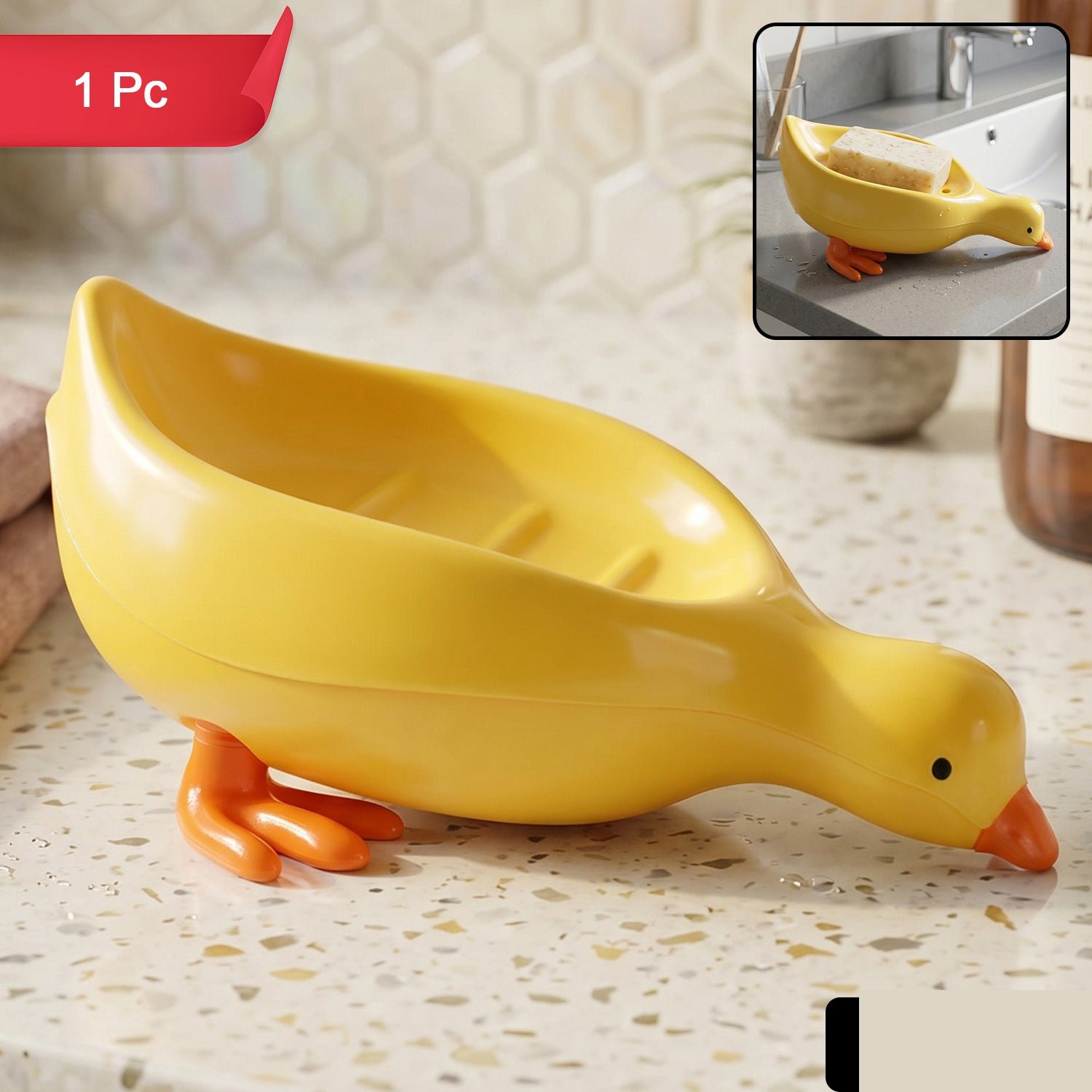 Kids Duck-Shaped Soap Holder – Fun & Waterproof Bathroom Accessory - Detailed Feature View 2