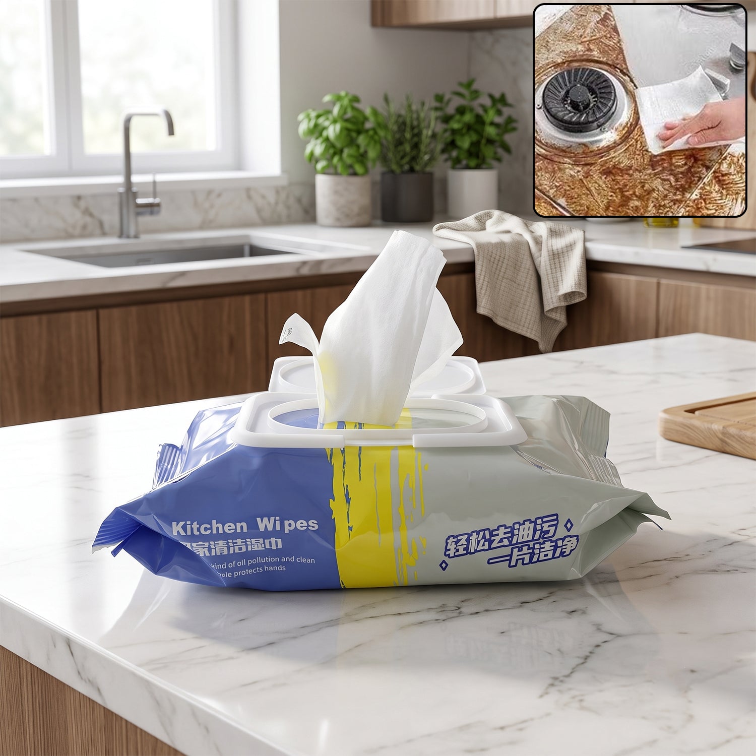 Premium Kitchen Cleaning Wet Wipes for Oil and Grease Removal 80 Sheets Pack - Buy Online at Alikart