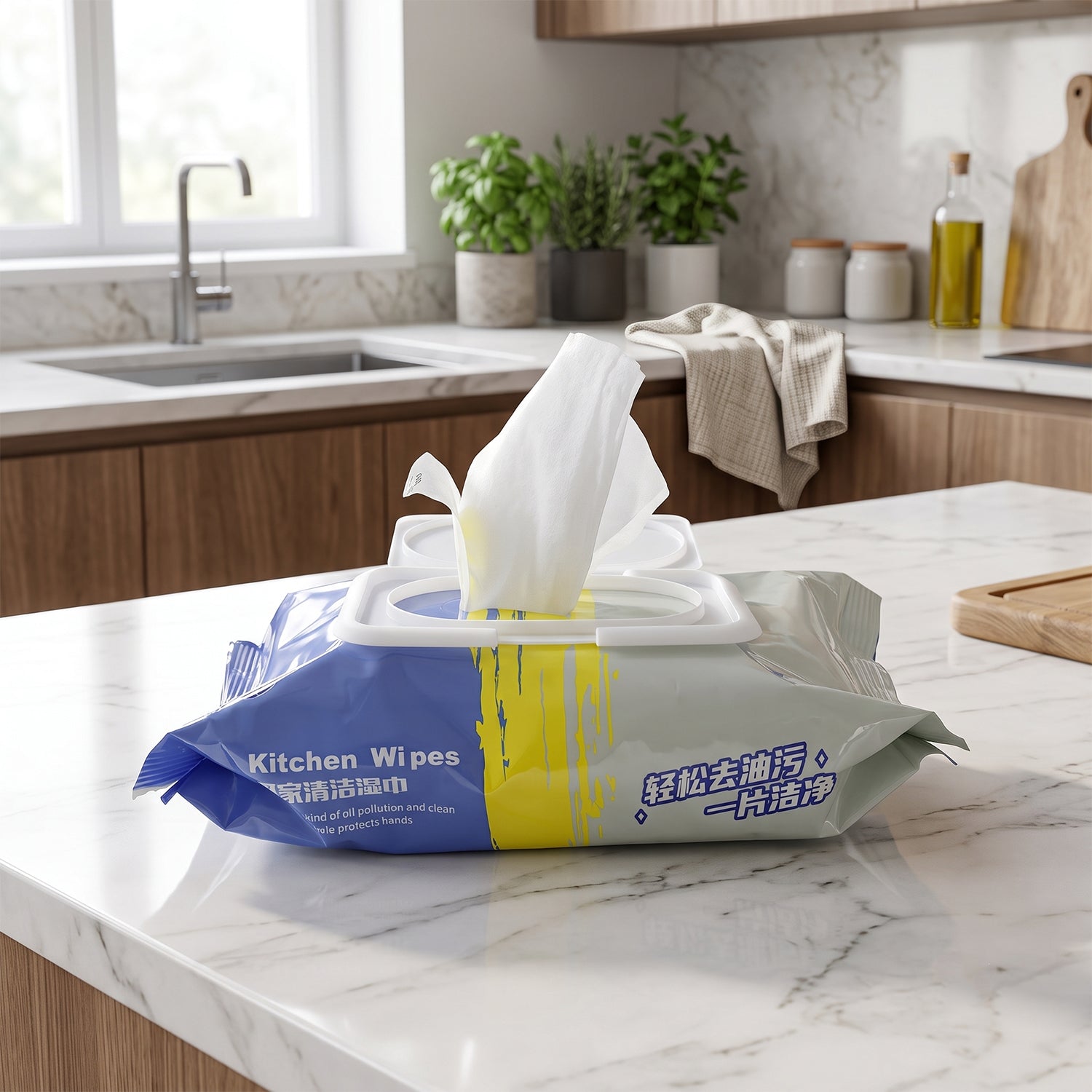 Kitchen Cleaning Wet Wipes for Oil and Grease Removal 80 Sheets Pack - Detailed Feature View 2