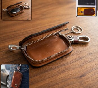 Leather Car Key Case – Compact & Stylish with Secure Closure