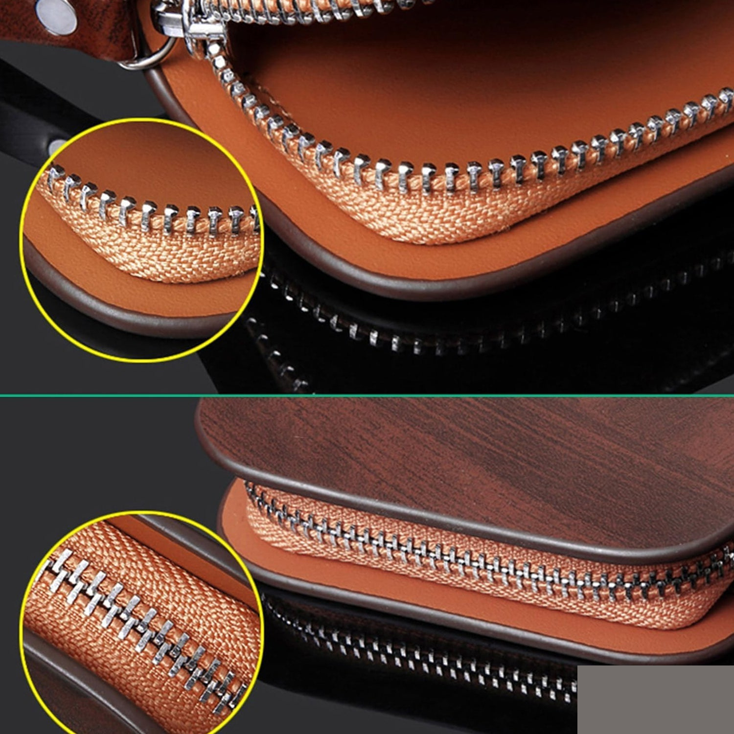 Leather Car Key Case – Compact & Stylish with Secure Closure - Detailed Feature View 2