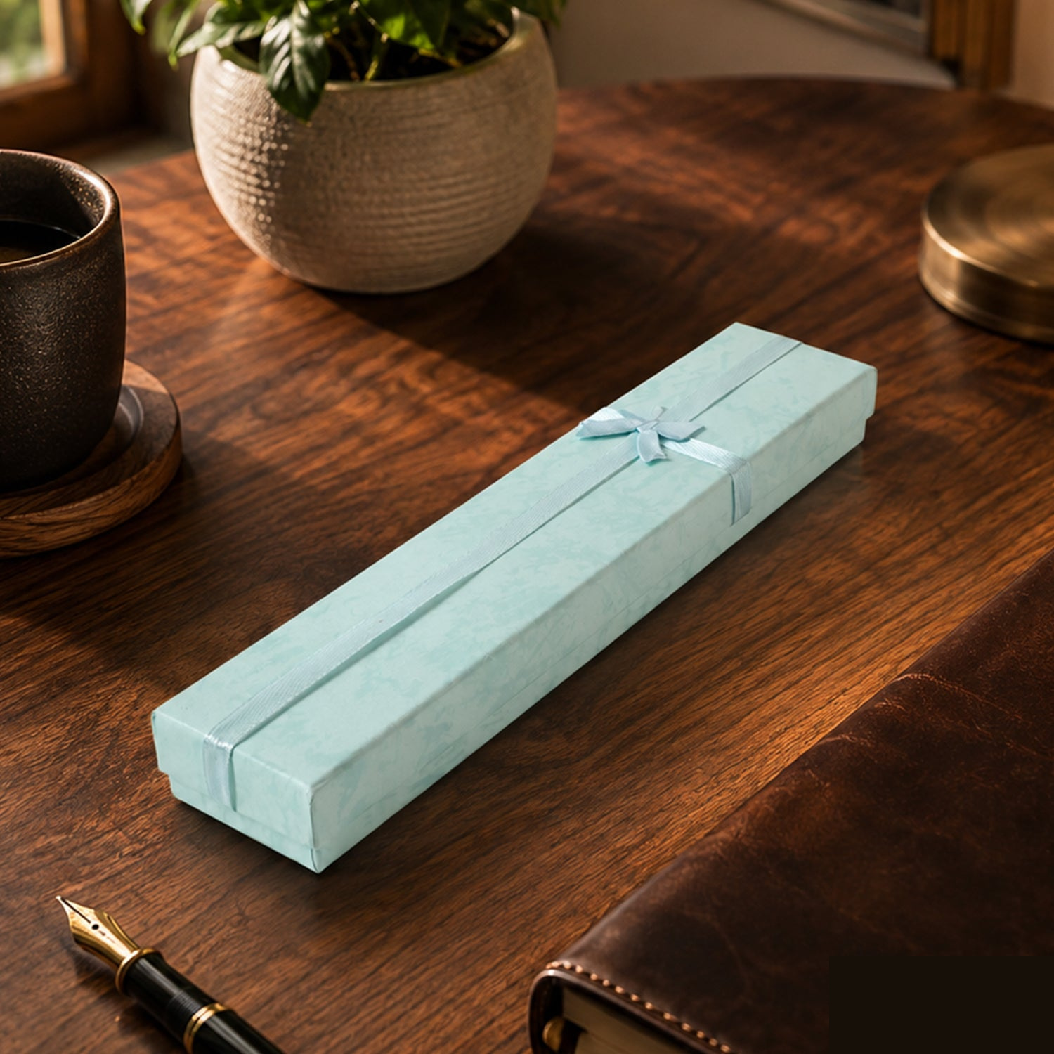 Long Rectangular Paper Empty Gift Box with Bow for Jewellery and Gifting - Detailed Feature View 6