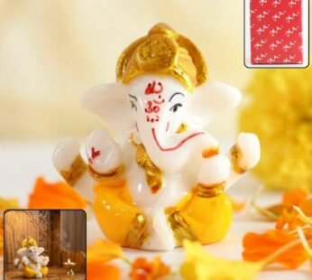 Lord Ganesha Decorative Idol – Mini Murti with Golden Crown