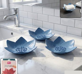 Lotus Blossom Soap Holder Set – 3-Piece Fast Drain Soap Dish