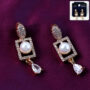 Premium Lustrous Pearl & Cubic Zirconia Geometric Drop Earrings for Women - Buy Online at Alikart