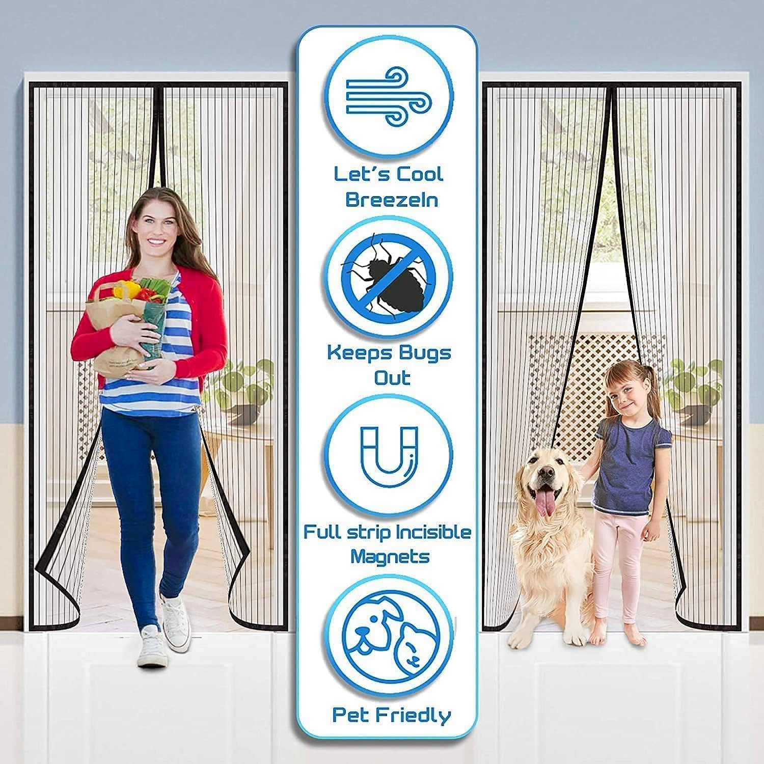 Magic Mesh Screen Door – Hands-Free Bug & Insect Protection - Detailed Feature View 2
