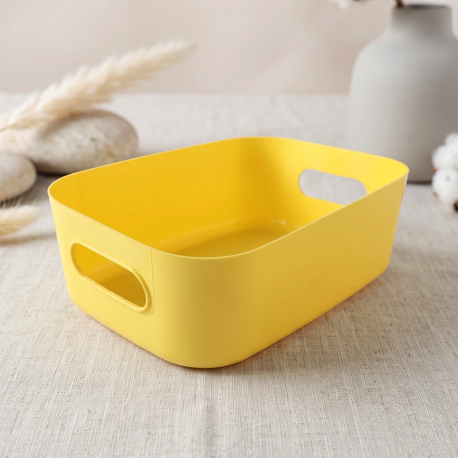 Mini Multipurpose Plastic Storage Basket with Carry Handles for Home Use - Detailed Feature View 2