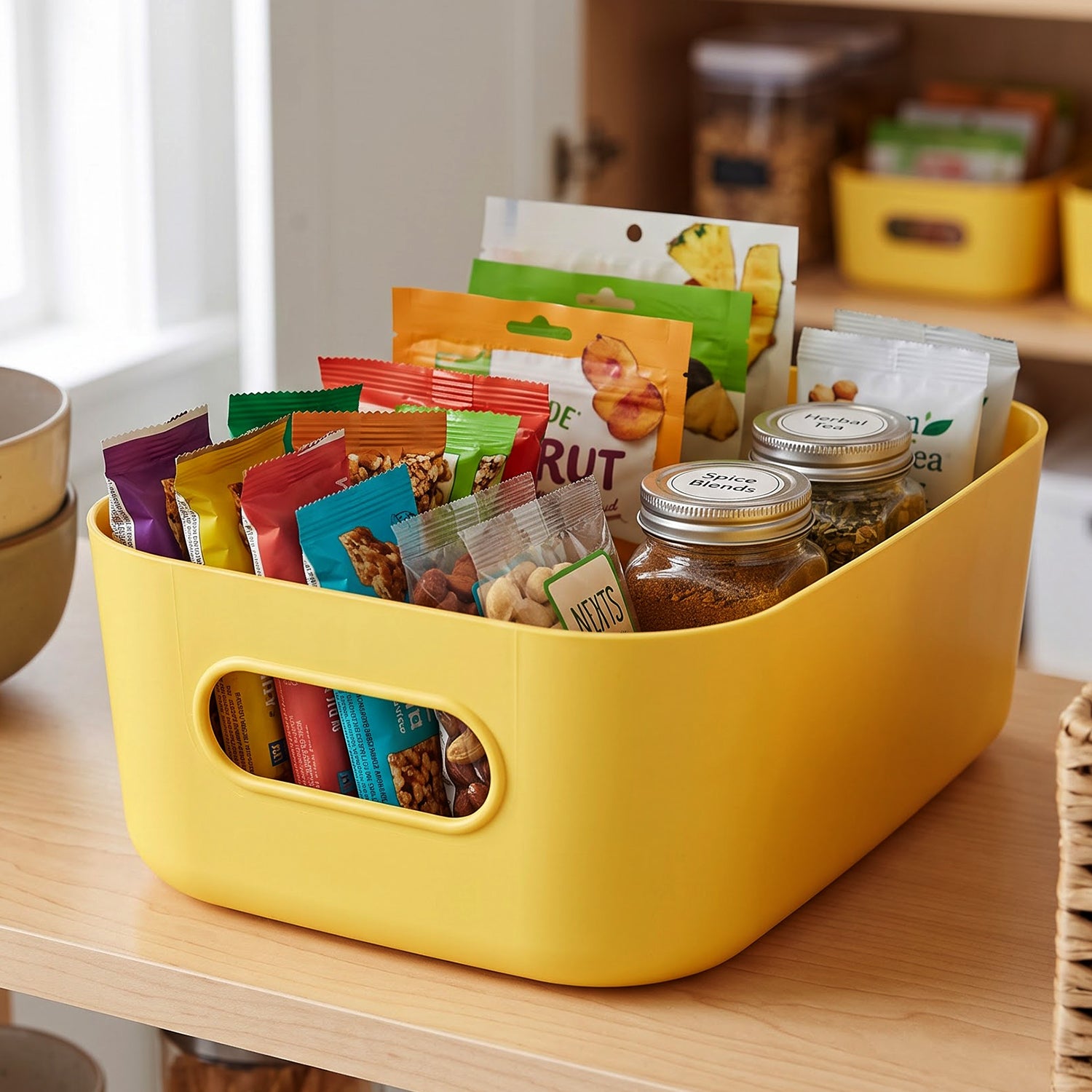 Mini Multipurpose Plastic Storage Basket with Carry Handles for Home Use - Detailed Feature View 3