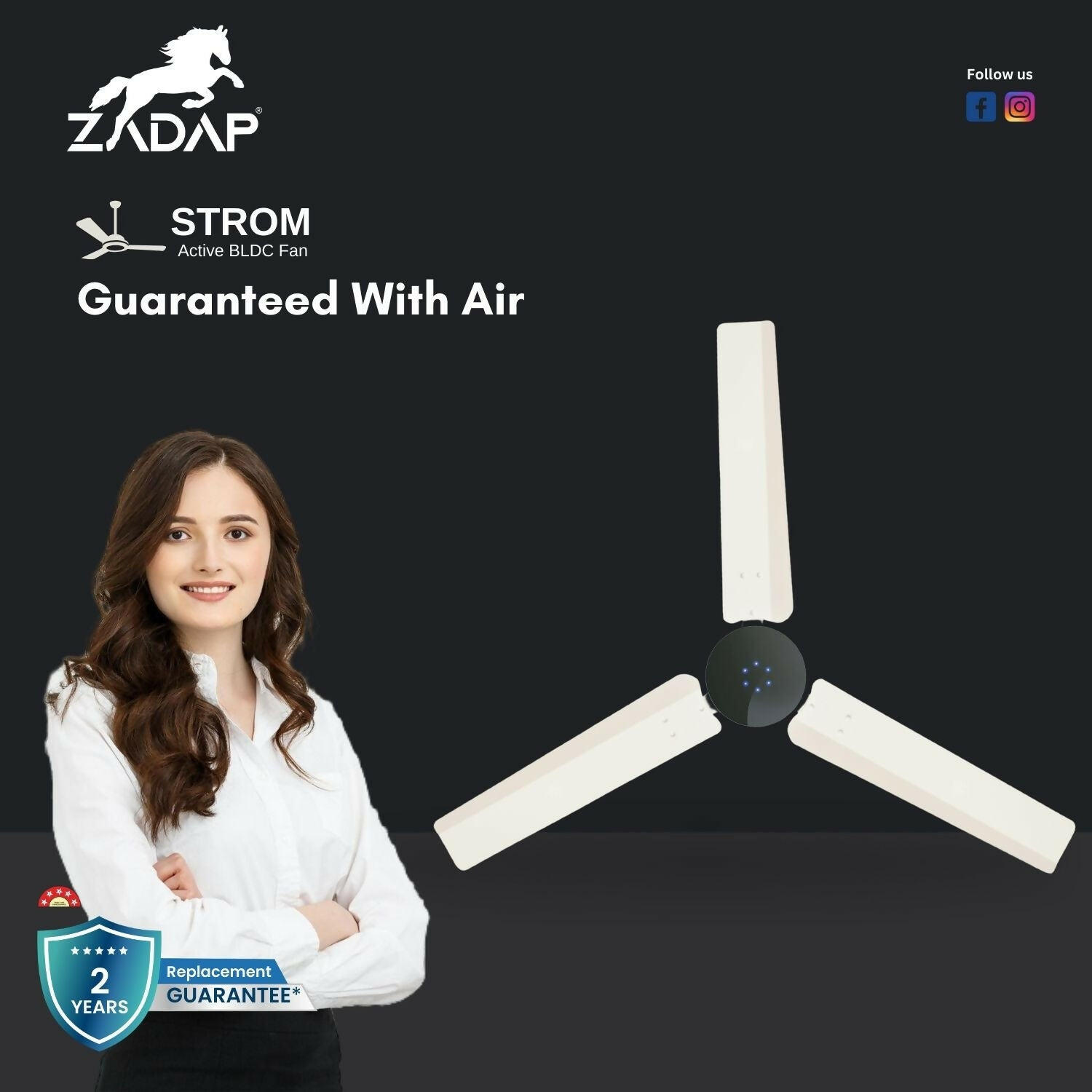 Modern 900mm High-Speed BLDC Ceiling Fan with LED Light and Remote Control - Detailed Feature View 1