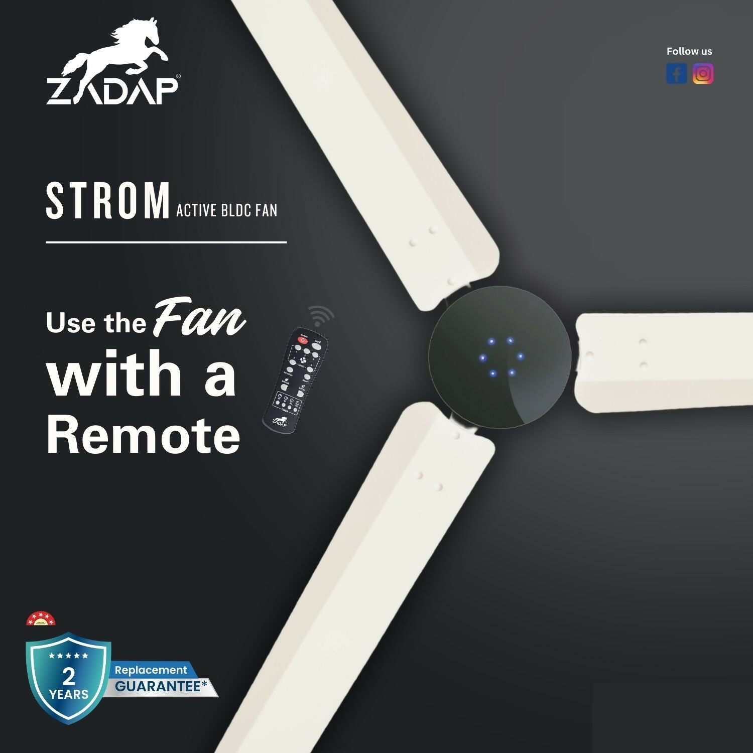 Modern 900mm High-Speed BLDC Ceiling Fan with LED Light and Remote Control - Detailed Feature View 2