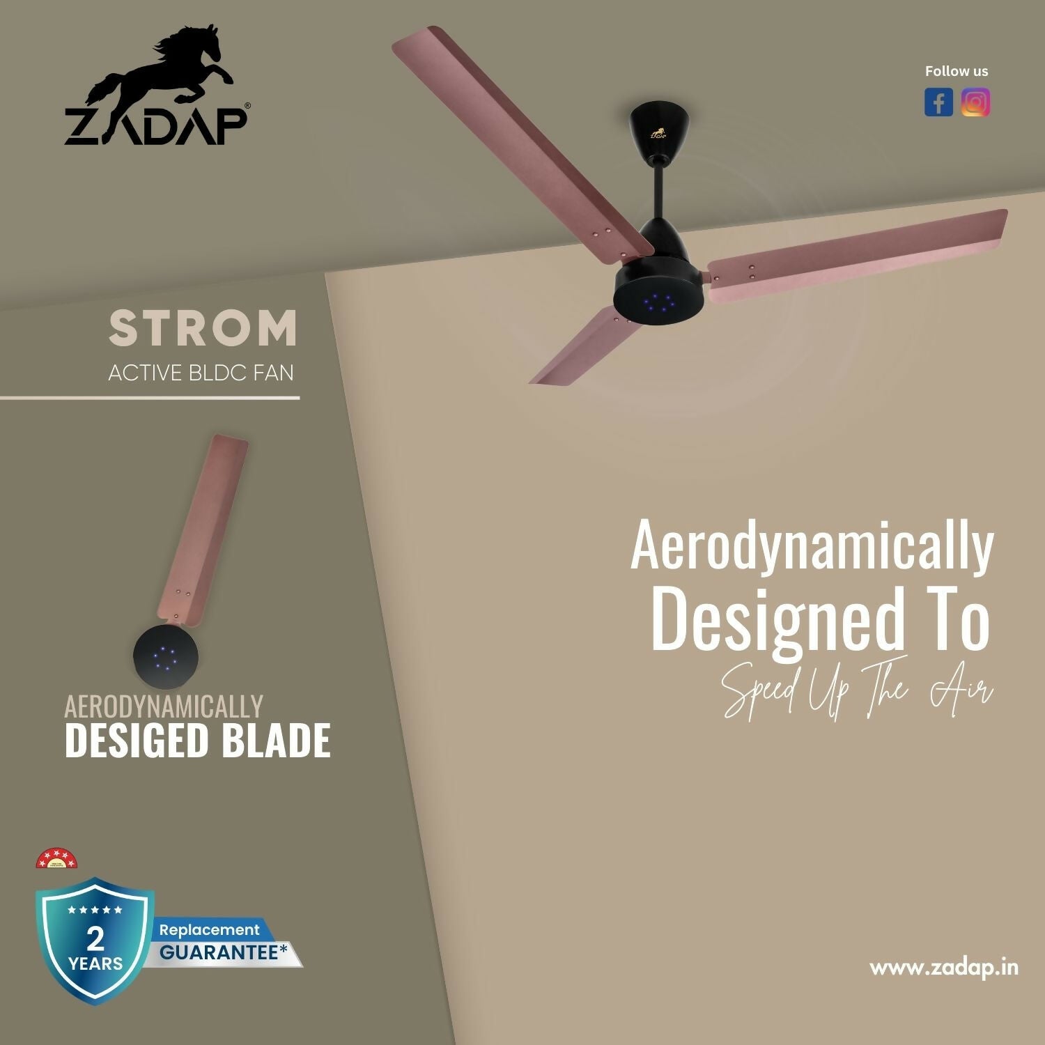 Modern 900mm High-Speed BLDC Ceiling Fan with Remote & LED Light - Detailed Feature View 4