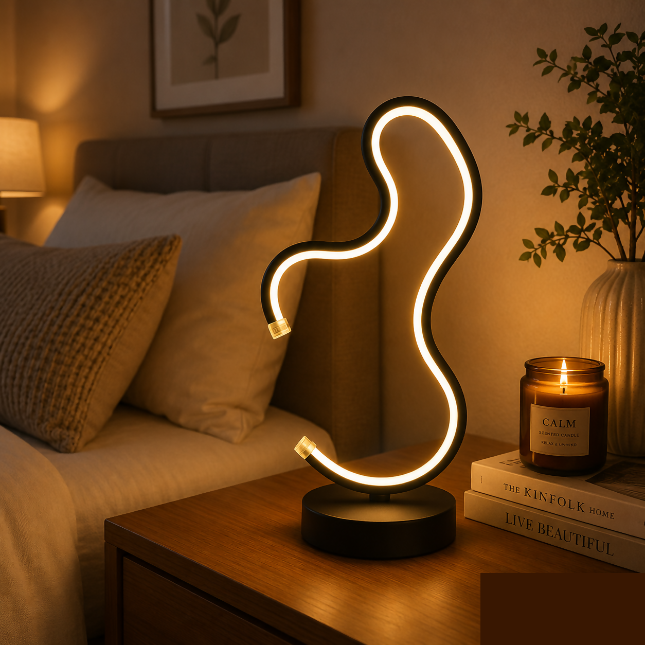 Modern Abstract LED Table Lamp for Bedroom, Living Room & Office Desk - Detailed Feature View 1
