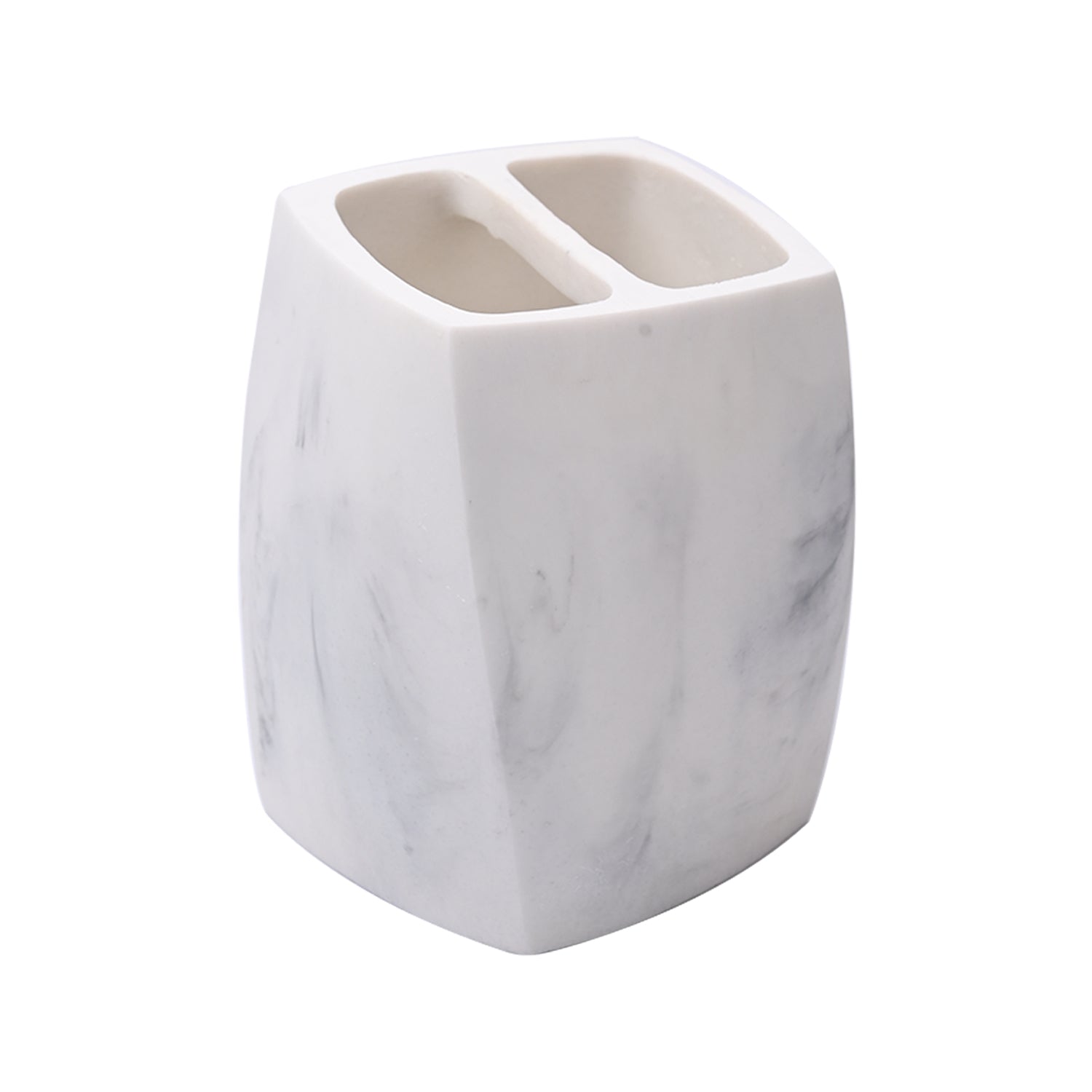 Modern Ivory Stone Bathroom Accessory Set - 4-Piece Luxury Vanity Organizer - Detailed Feature View 2