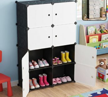 Modular Multi-Compartment Storage Cabinet with Individual Doors for Kids Room and Home Organization