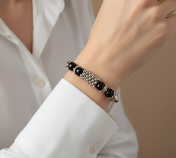 Multi Beads Bracelet – Stylish Silver Detailing for Men & Women