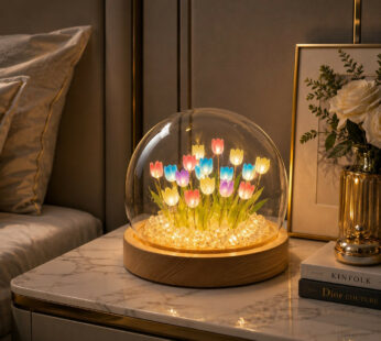 Multicolor Tulip DIY Lamp Kit with Elegant Glass Dome Night Light
