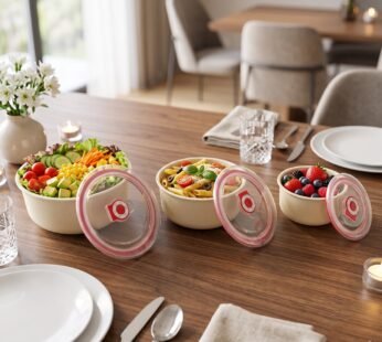 Multipurpose Plastic Bowl Set with Vented Lids for Kitchen Storage (3 Pc Set)