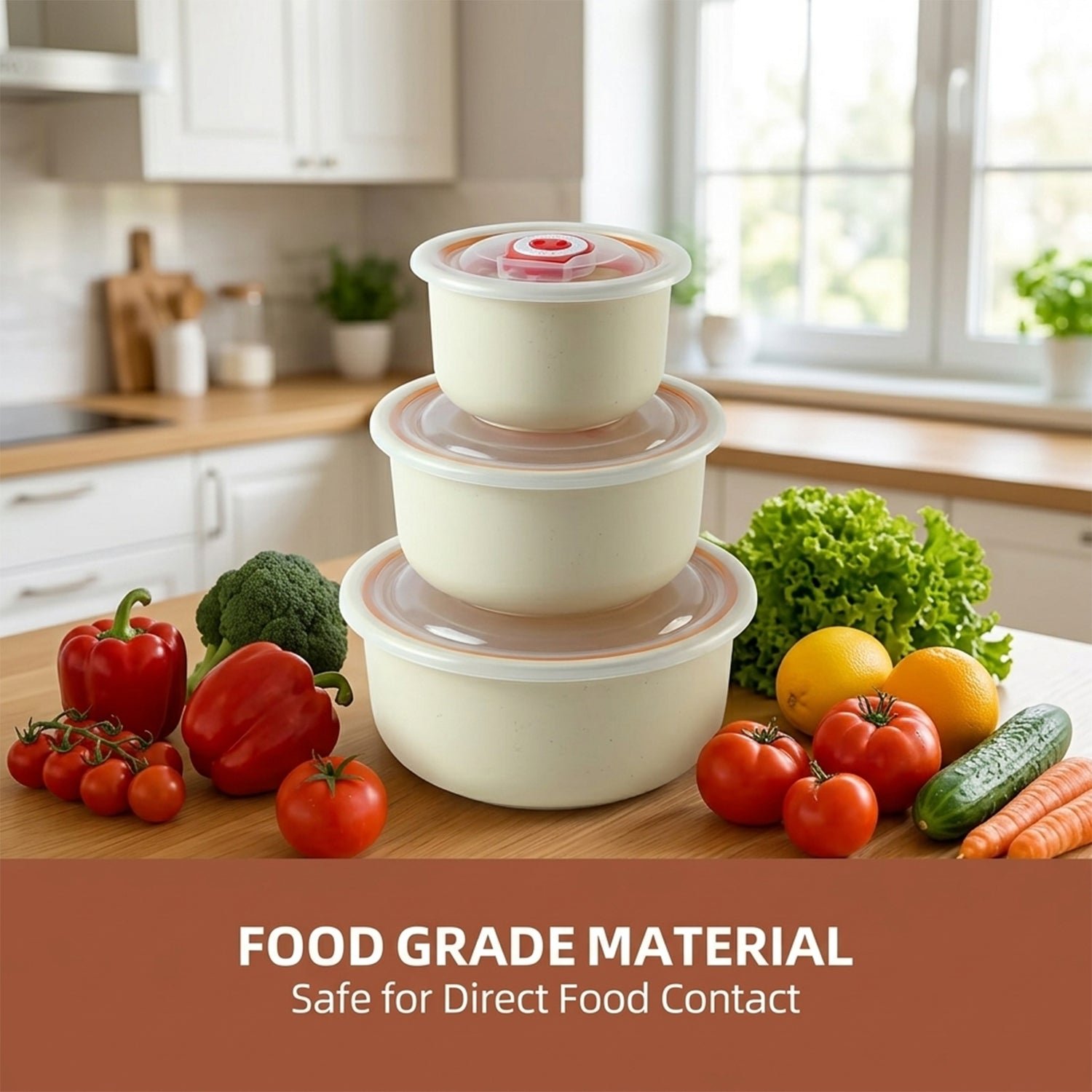 Multipurpose Plastic Bowl Set with Vented Lids for Kitchen Storage (3 Pc Set) - Detailed Feature View 6