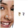 Premium Non-Piercing CZ Nose Clip Set – Elegant Flower & Gold Pave Hoop - Buy Online at Alikart