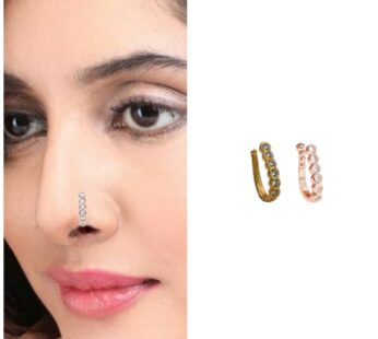 Non-Piercing Nose Cuff Set – Stylish Gold & Rose Gold CZ Accents