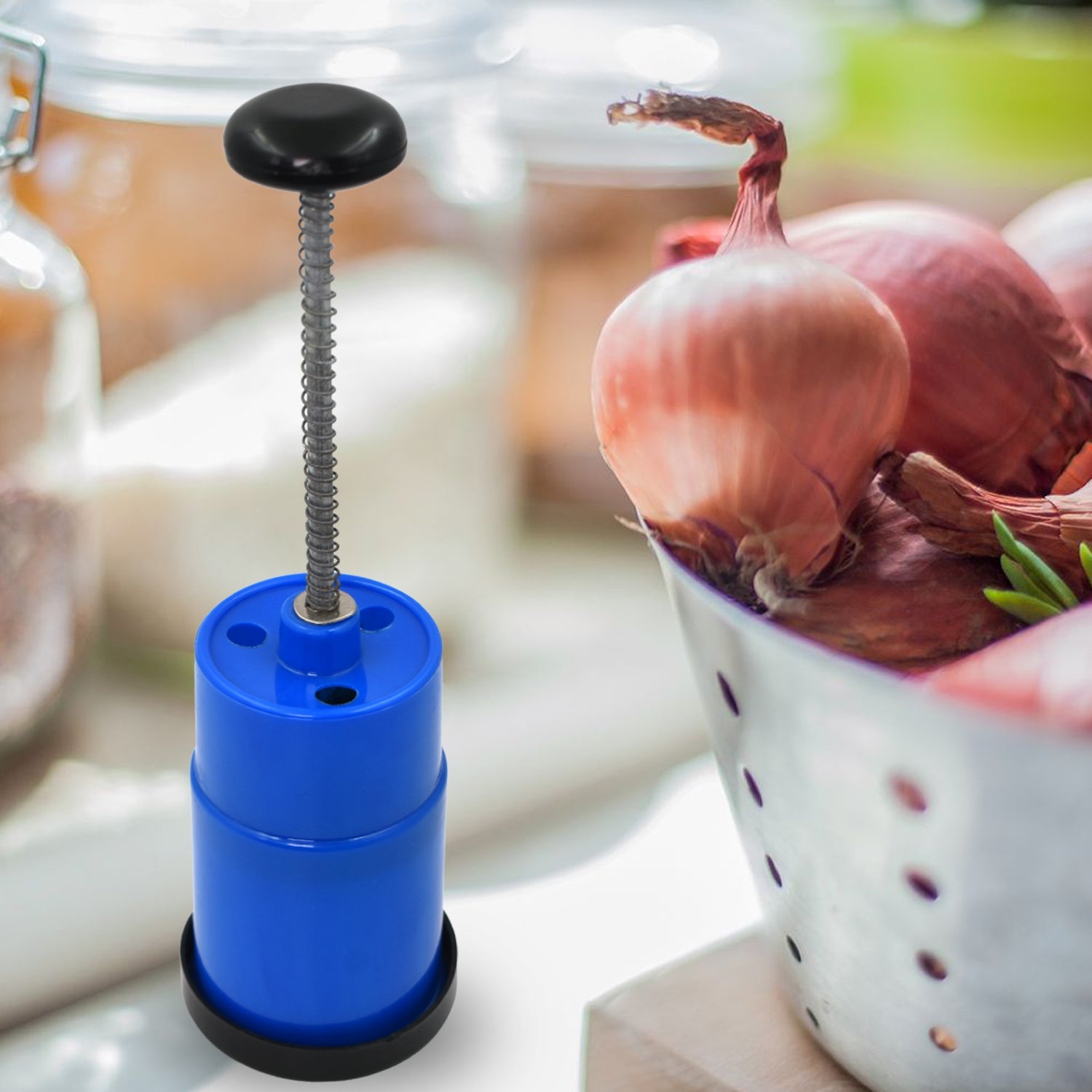 Onion Vegetable Hand Press Chopper – Sharp Stainless Steel | Quickslice - Detailed Feature View 3