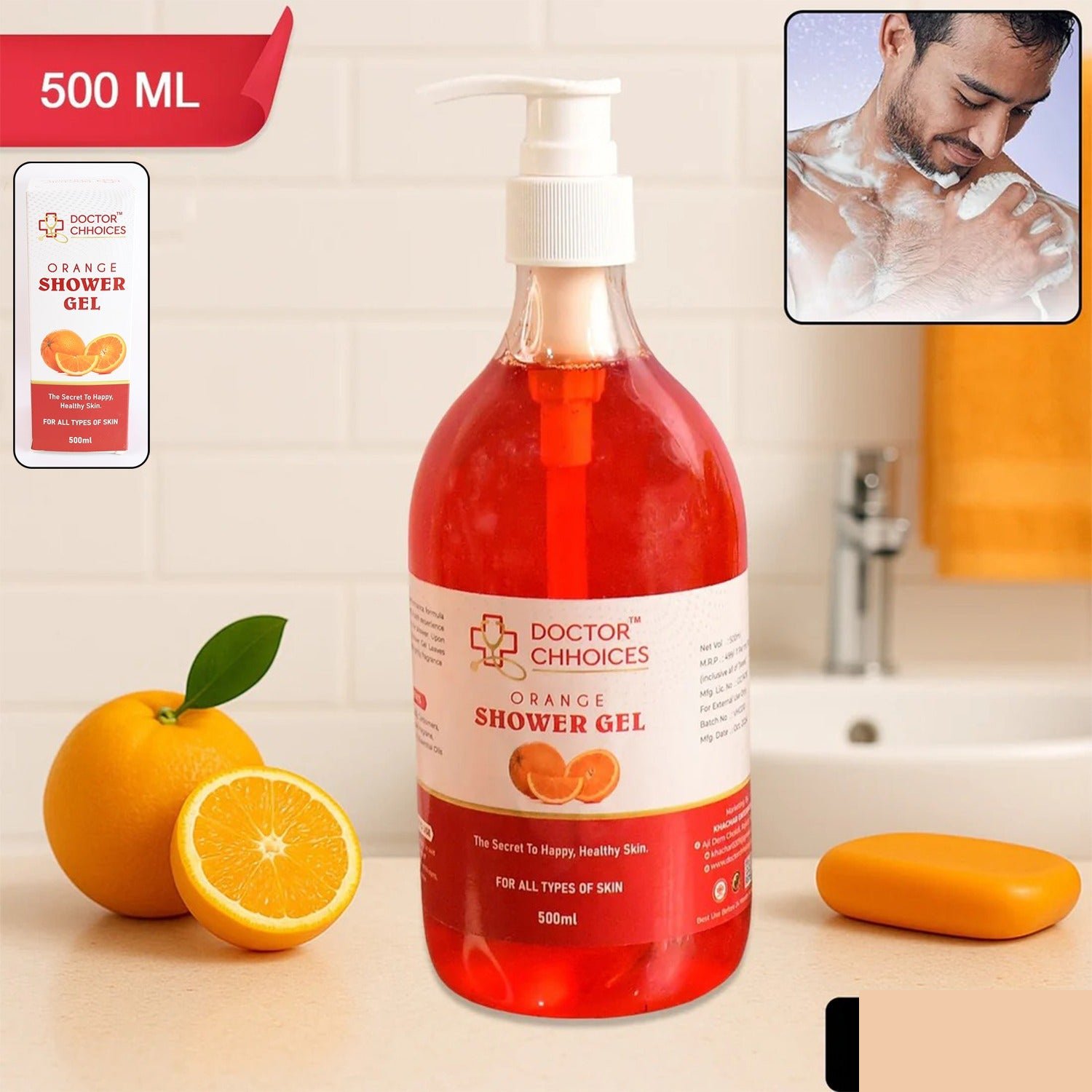 Orange Shower Gel – Hydrating Citrus Body Wash 500ml - Detailed Feature View 1