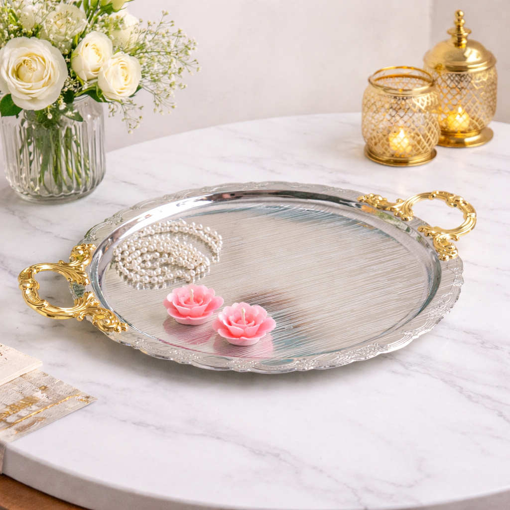 Premium Oval Decorative Tray (Iron, 34.5 x 26cm) - Buy Online at Alikart
