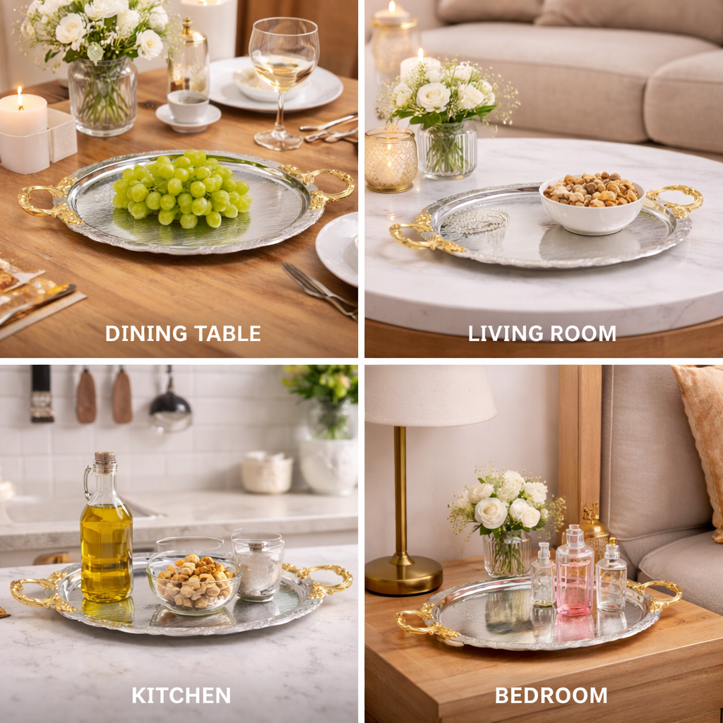 Oval Decorative Tray (Iron, 34.5 x 26cm) - Detailed Feature View 1