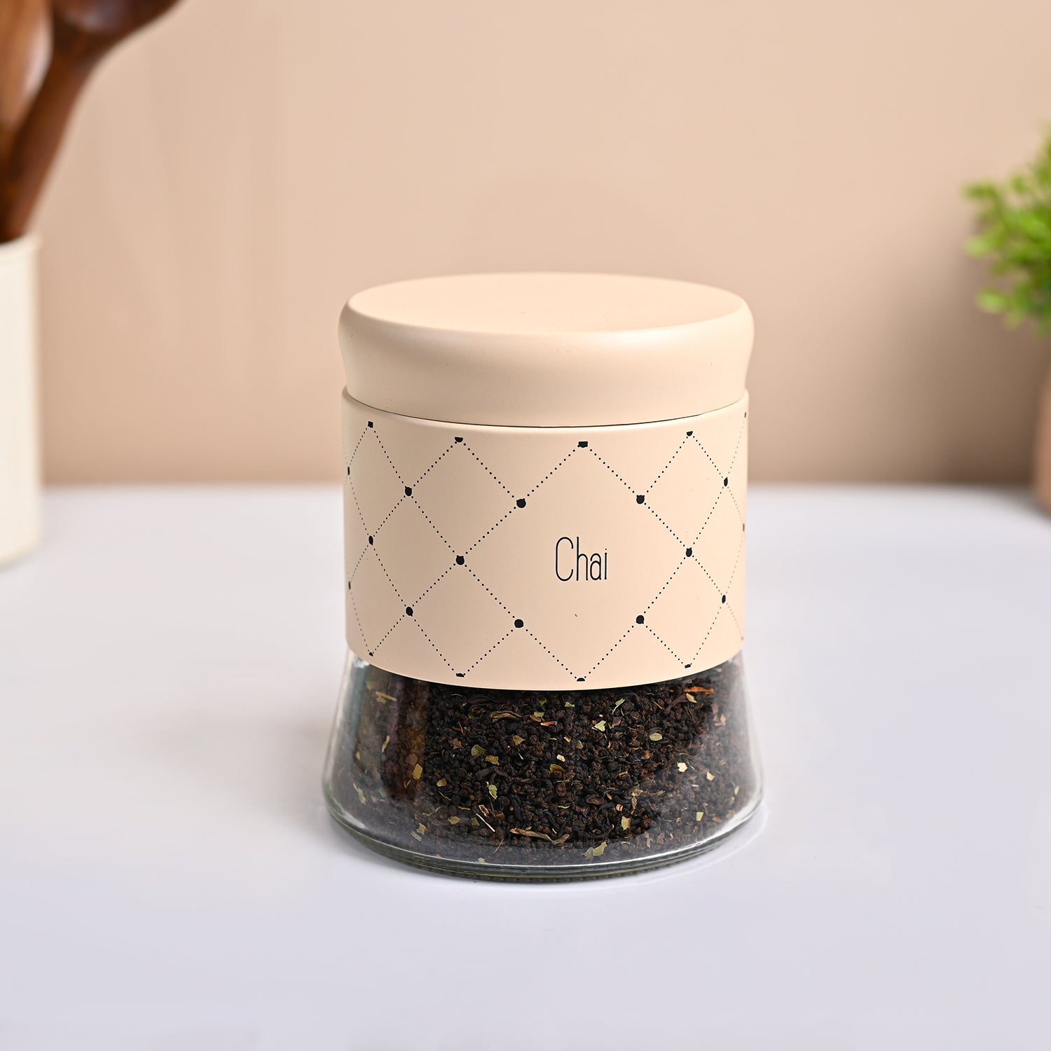 Peach Argyle Chai & Cheeni Jar Set - Detailed Feature View 4