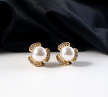 Pearl Stud Earrings – Elegant Designer CZ Stone Jewellery