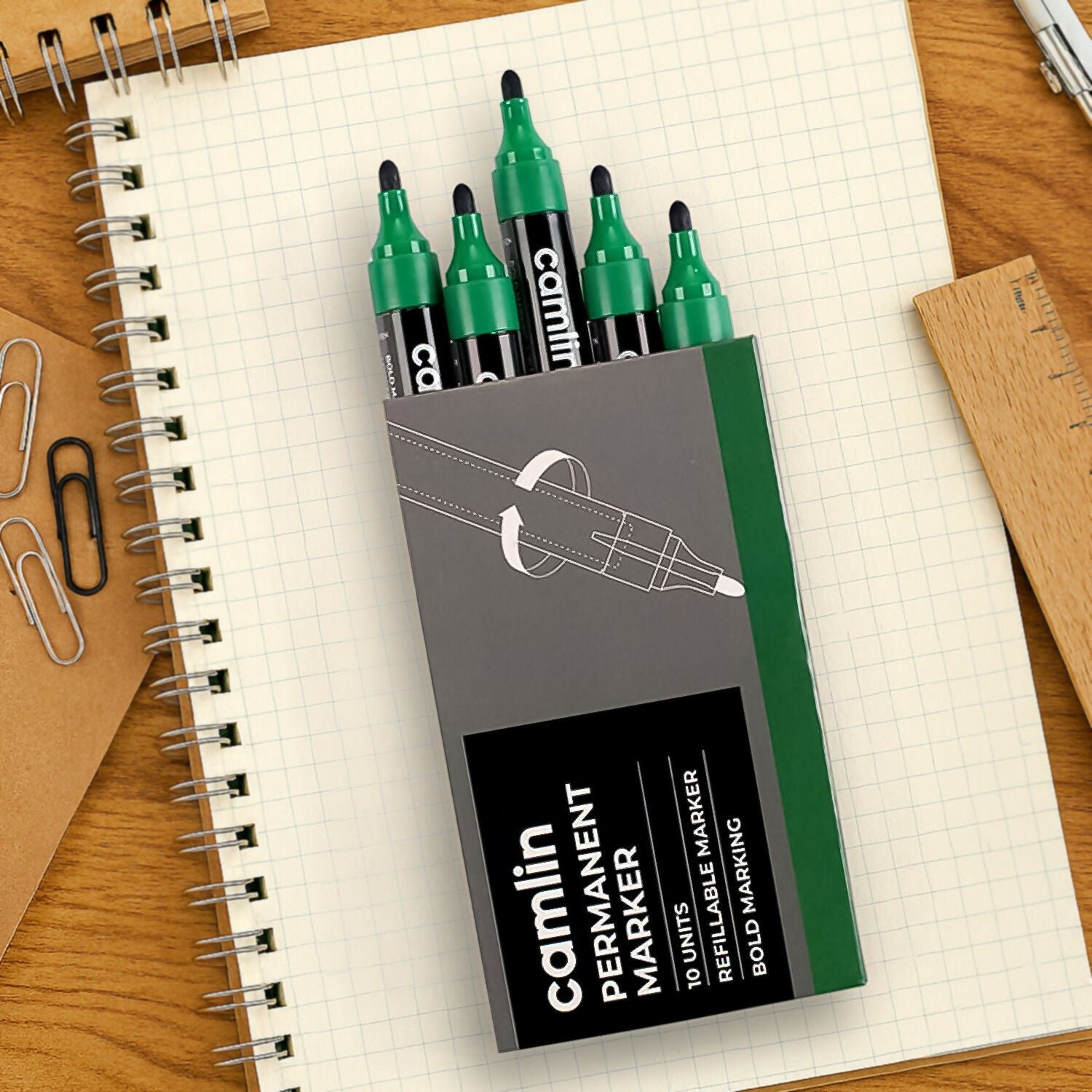 Permanent Marker – Refillable Bold Marking in Green - Detailed Feature View 1