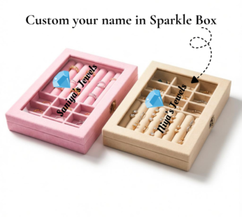 Personalized Velvet Jewelry Storage Box with Transparent Glass Top – Custom Name Monogram Case